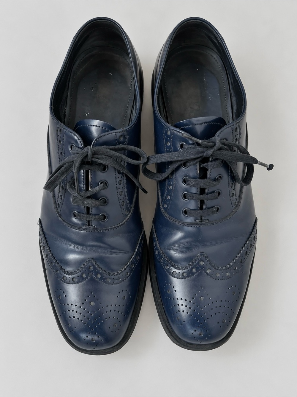 PRADA Men’s Navy Blue Leather Brogues – Size EU 41 / US 8